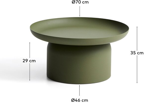 Kave Home Zelený kovový zahradní stolek Arcola Ø 70 cm