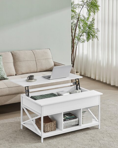 KONFERENČNÍ STOLEK, bílá, kov, kompozitní dřevo, 100/60/48-62 cm Boxxx - Konferenční stolky, Online Only