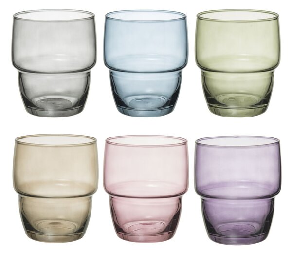 Skleněná sklenice na vodu Colors 280 ml sada 6ks