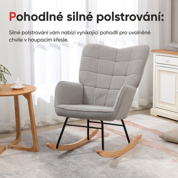 Křeslo houpací z masivního dřeva, šedé 839-613V00LG