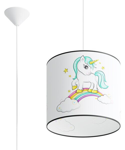 Dětské závěsné svítidlo Unicorn, 1x plastové stínítko se vzorem, (fi 30cm)