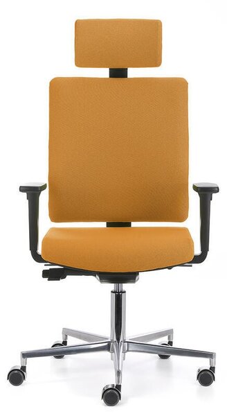 Kancelářská židle BUTTERFLY s opěrkou hlavy a područkami, žlutá
