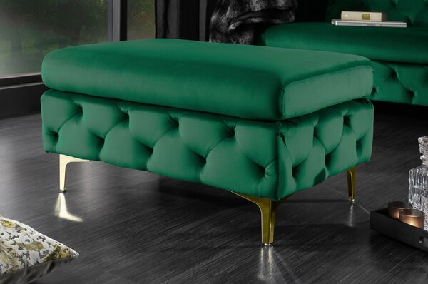 Massive home | Taburet Modern Barock 90cm smaragdově zelený 39611