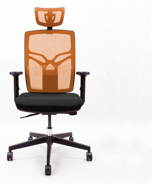 Kancelářská židle X8 s opěrkou hlavy a područkami, oranžová