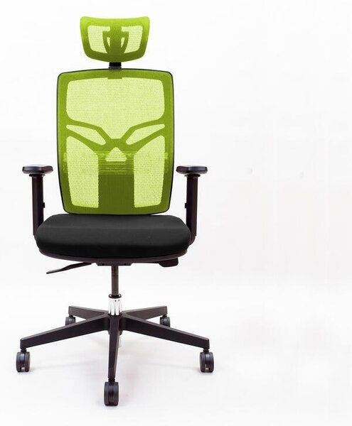 Kancelářská židle X8 s opěrkou hlavy a područkami, zelená