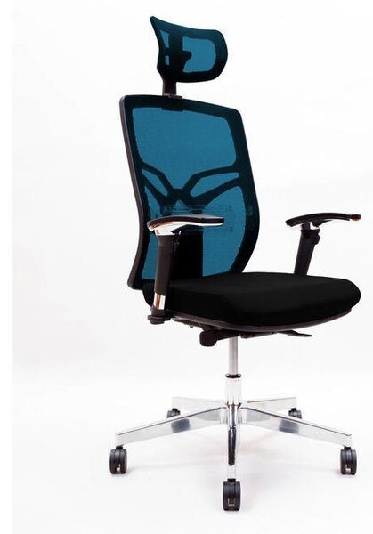 Kancelářská židle X8 s opěrkou hlavy a područkami, modrá