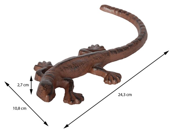 Zahradní litinová figurka Lizard, 24,3 cm, hnědá