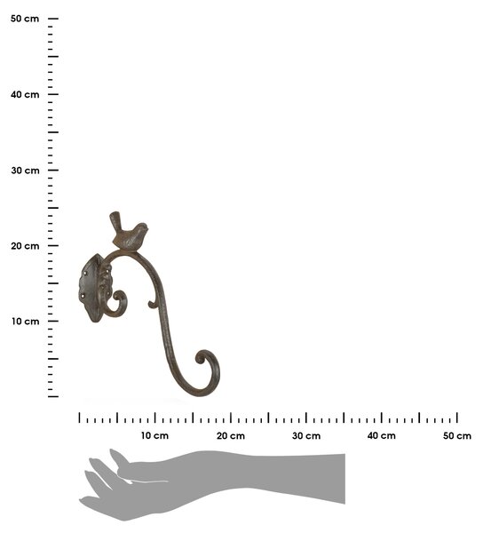 Litinový držák na květináč Vintage, 6,5x24 cm, hnědá