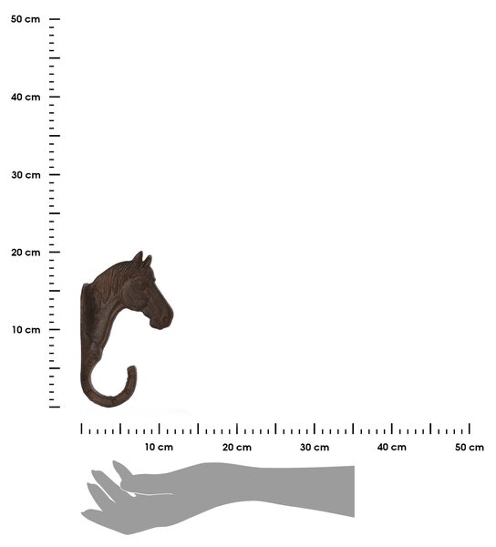 Litinový držák na květináč Horse, 5,5x20 cm, hnědá