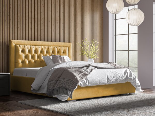 Čalouněná postel KATE 90x200 cm Odstín látky: Žlutá (Trinity 18) - eTapik