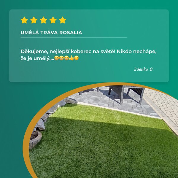 Europe Grass, Umělá tráva Rosalia, na míru, šíře 4m, zelená