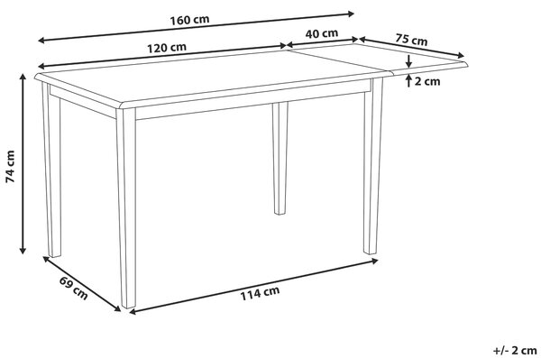 Rozkládací jídelní stůl LOUISIANA Světle hnědá 120/160 cm 75 cm Dřevo