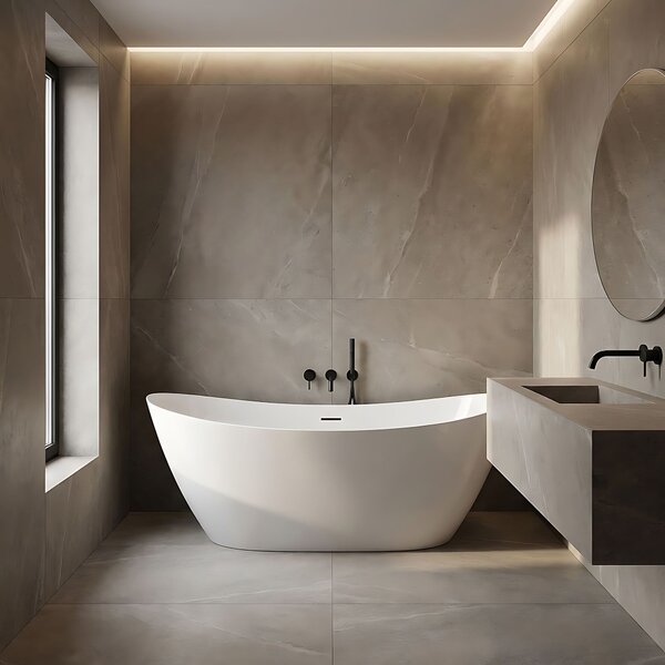 Rea FERRANO Slim, volně stojící vana 1600×800×720 mm, bílá, bílá krytka odtoku, REA-W0081