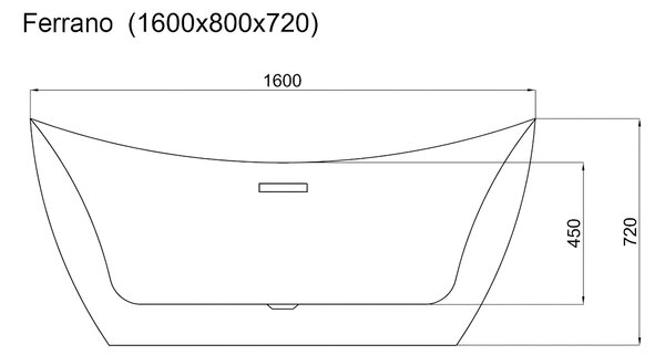 Volně stojící akrylátová vana REA FERRANO SLIM 160x80 cm bílý, sifon Click-Clack - kartáčovaná měď