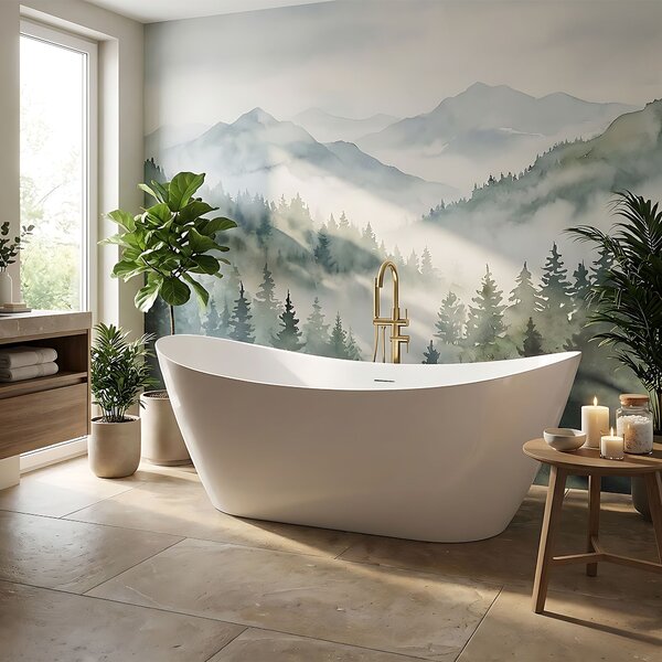 Rea FERRANO Slim, volně stojící vana 1800×800×745 mm, bílá, bílá krytka odtoku, REA-W0082