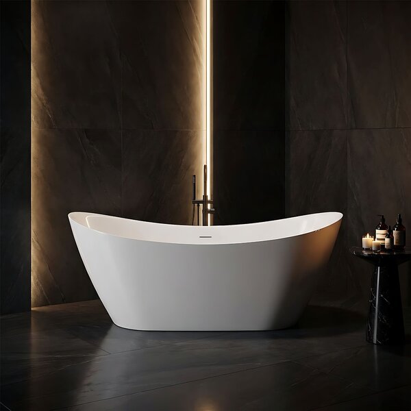 Rea FERRANO Slim, volně stojící vana 1800×800×745 mm, bílá, bílá krytka odtoku, REA-W0082