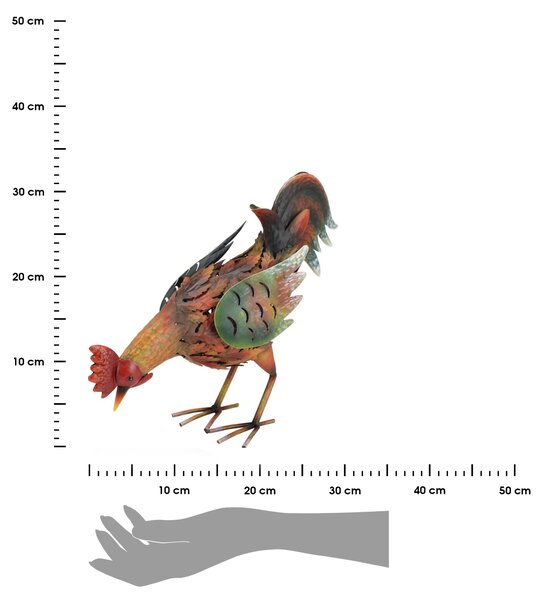 Zahradní kovová figurka Rooster, 32 cm, vícebarevná