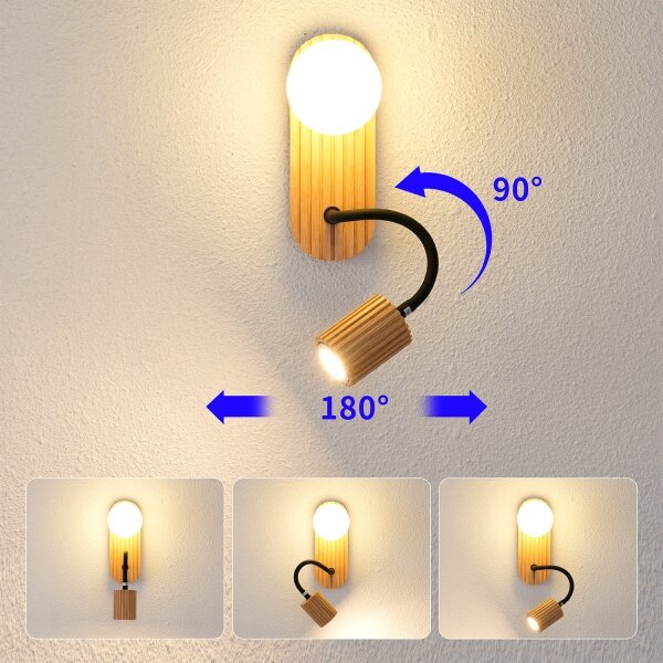 Brilagi - Nástěnná lampa MODERN WOOD 1xG9/5W/230V + 1xGU10/8W dřevo