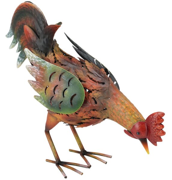 Zahradní kovová figurka Rooster, 32 cm, vícebarevná
