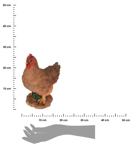 Zahradní figurka z polistone Hen, 27 cm, hnědá