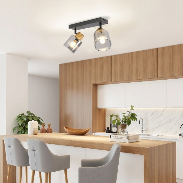 Brilagi - Bodové svítidlo HYGGE 2xE14/15W/230V černá/kouřová