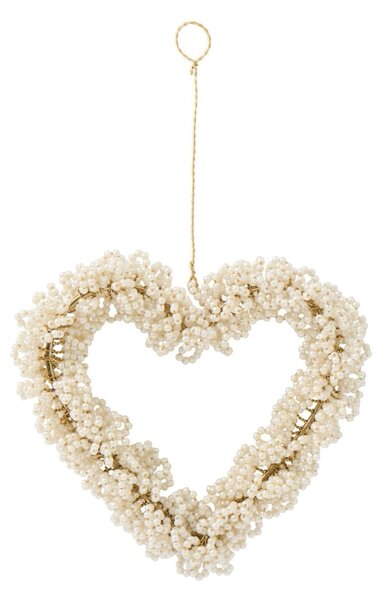 Závěsná dekorace Heart White Beads