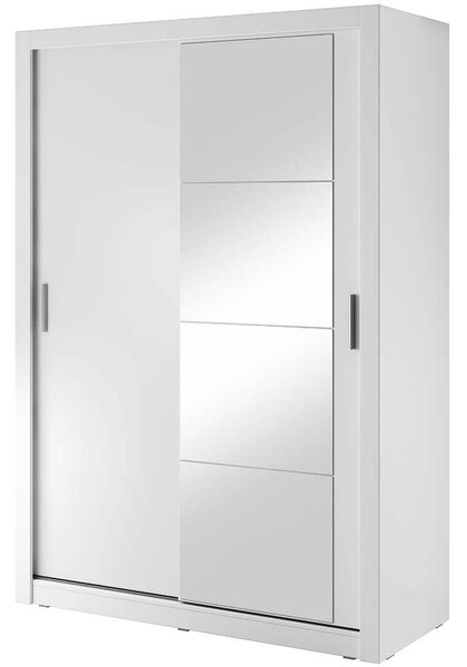 Šatní skříň se zrcadlem 150 cm MAWELYN 5 - bílá