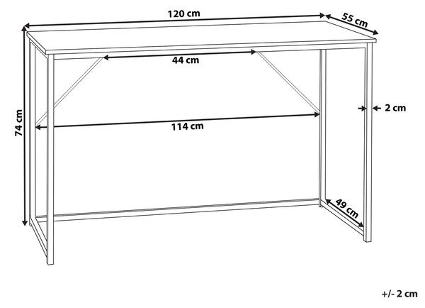 Pracovní stůl PEMBRO Tmavě hnědá 120 cm 55 cm