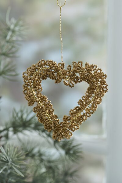 Závěsná dekorace Heart Brown Beads