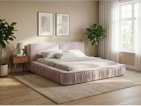 Čalouněná dvoulůžková postel v terakotové barvě s úložným prostorem s roštem 180x200 cm Keoni – Makamii