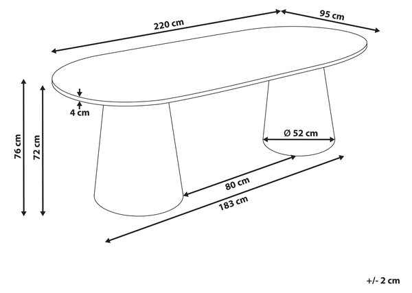 Jídelní stůl LUMAN Travertinový efekt 220 cm 95 cm