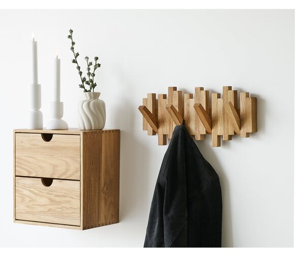 Nástěnný věšák z dubového dřeva v přírodní barvě 3 cm Caltra – House Nordic