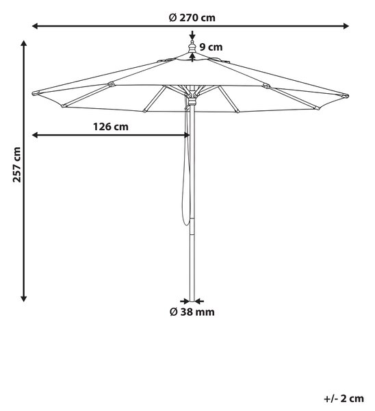 Slunečník 270 cm TOSCANA Hnědá