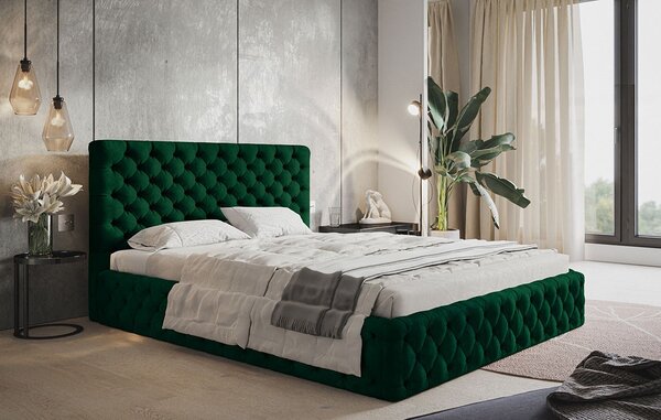 Čalouněná jednolůžková postel KESIA - 120x200, zelená