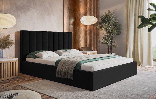 Čalouněná manželská postel LEORA - 160x200, černá