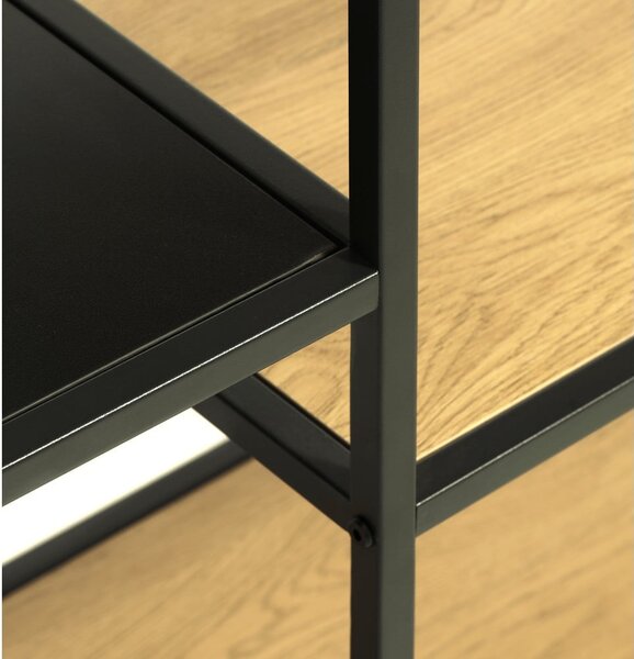 Černá/v přírodní barvě knihovna v dekoru dubu 80x146x35 cm Altino – Unique Furniture