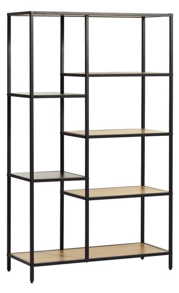Černá/v přírodní barvě knihovna v dekoru dubu 80x146x35 cm Altino – Unique Furniture