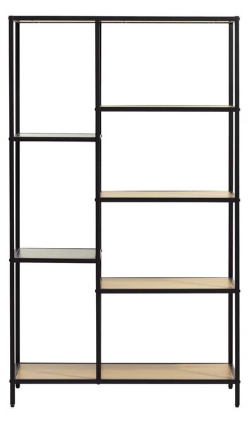 Černá/v přírodní barvě knihovna v dekoru dubu 80x146x35 cm Altino – Unique Furniture