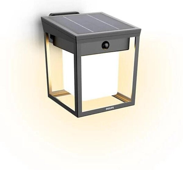 Philips Blaise UltraEfficient solární LED svítidlo se senzorem 1,5W 250/20lm 3000K IP44, hranaté, antracit