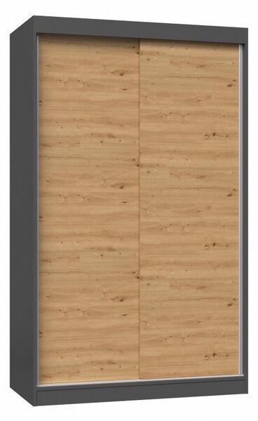 Šatní skříň 120 cm s posuvnými dveřmi RANNO 1 - dub artisan / antracitová