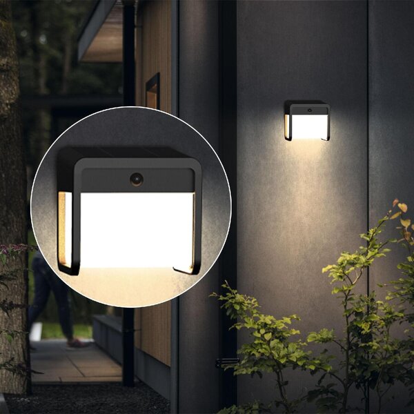 Philips Ezra UltraEfficient solární LED svítidlo se senzorem 1,8W 250/25lm 3000K IP44, hranaté, černé