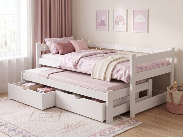 Dětská postel s přistýlkou Elegant 2, Bílá barva, 90x200