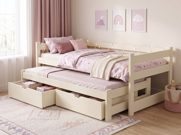 Dětská postel s přistýlkou Elegant 2, Bílá barva, 90x200