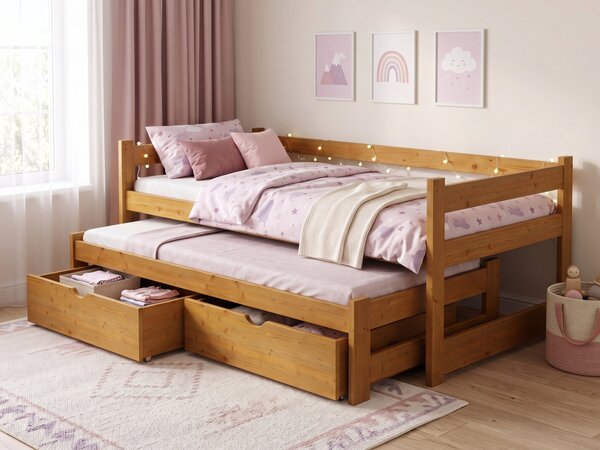 Dětská postel s přistýlkou Elegant 2, Bílá barva, 90x200