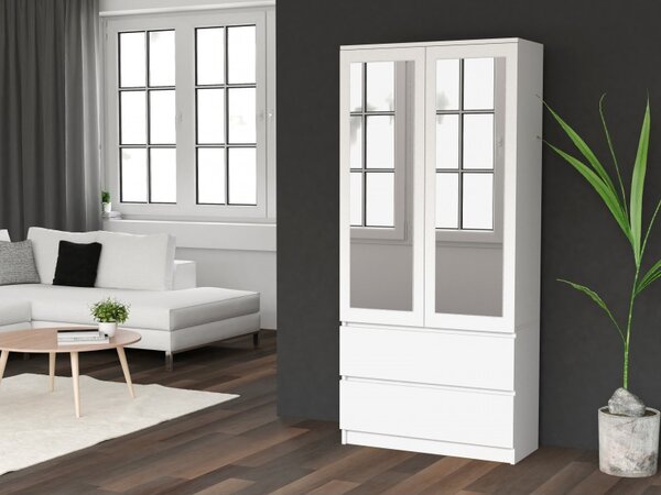 Šatní skříň 90 cm se zrcadlem TAAVI - bílá