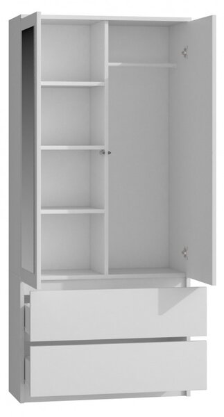 Šatní skříň 90 cm se zrcadlem TAAVI - bílá