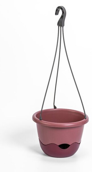Plastia Samozavlažovací květináč s plastovým závěsem Mareta ø 25 růžová tm./vínová
