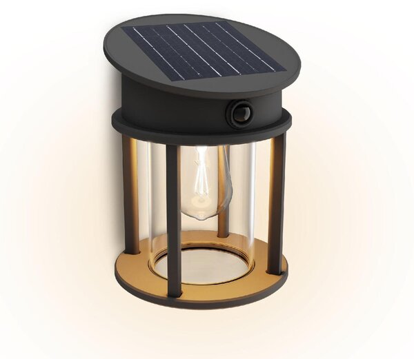 Philips Geri UltraEfficient solární LED svítidlo se senzorem 3,2W 500lm 2700K IP44 kulaté, antracit