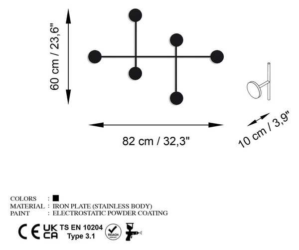 Černý kovový nástěnný věšák Dama – Kalune Design