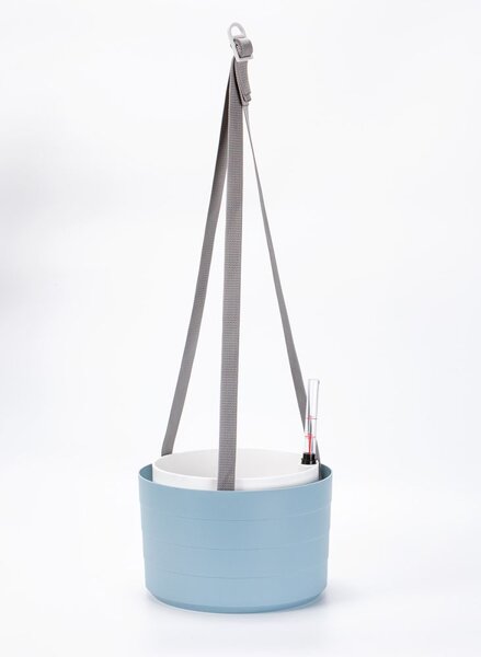 Plastia Samozavlažovací závěsná žardina Berberis 26 cm trojzávěs šedomodrá/bílá